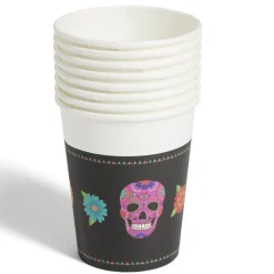 Gobelet papier Halloween tête de mort mexicaine 260ml x8-Gifi Outlet