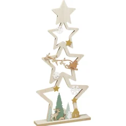 Grand sapin à poser en bois décor forêt H75cm-Gifi Outlet