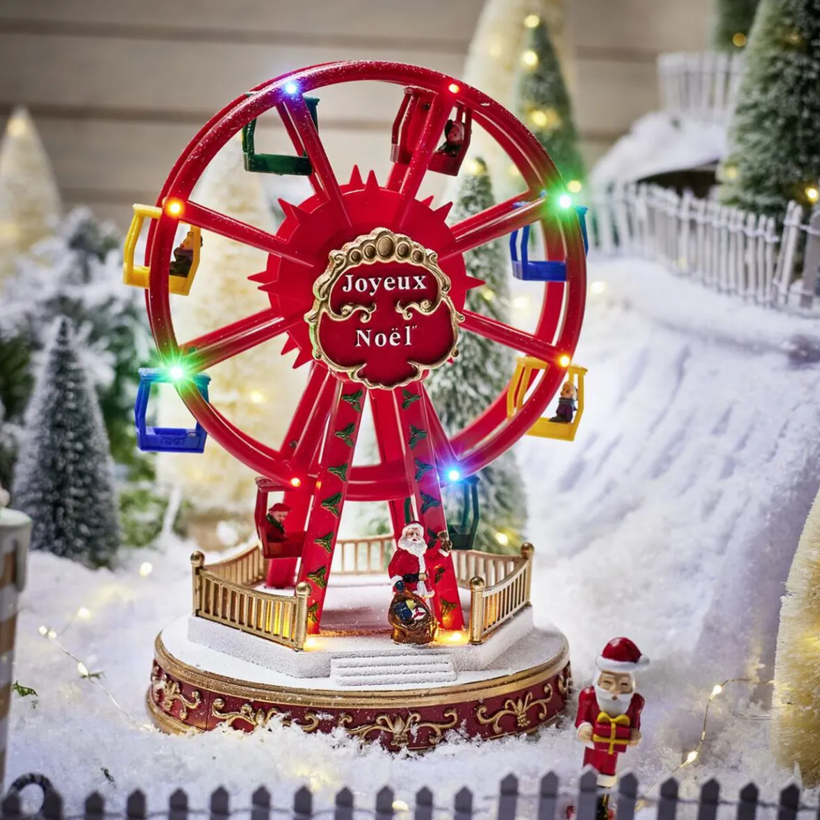 Grande roue fête foraine animée lumineuse musicale village de Noël-Gifi Discount