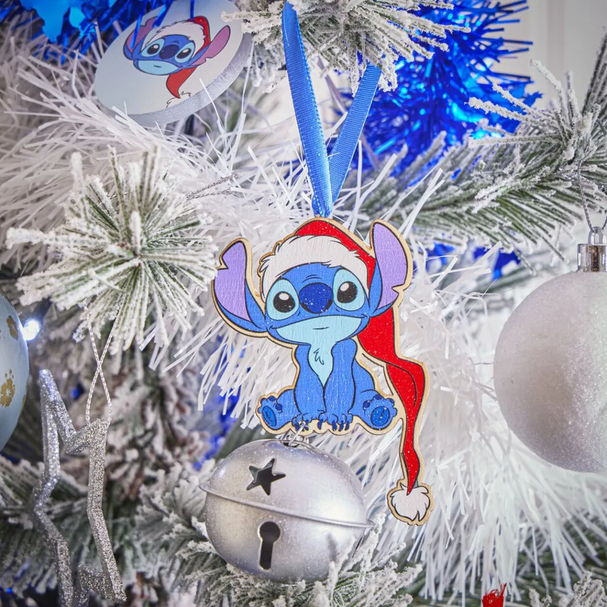 Grelot Disney Stitch bleu et gris à suspendre bois Ø6xH11cm-Gifi Clearance