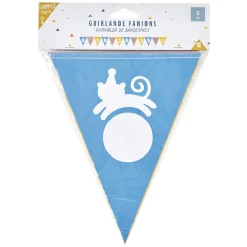 Guirlande à fanions Circus en papier rouge, blanc et bleu-Gifi Online