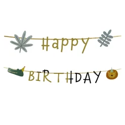 Guirlande anniversaire Happy Birthday doré thème sauvage 2m-Gifi Sale