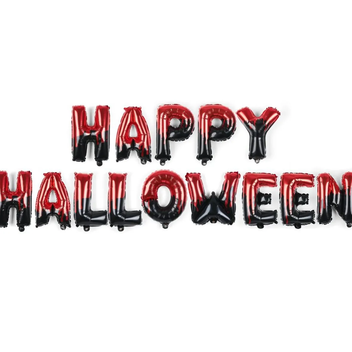 Guirlande ballons alu lettres Happy Halloween noirs et rouges L165xH23cm-Gifi Discount