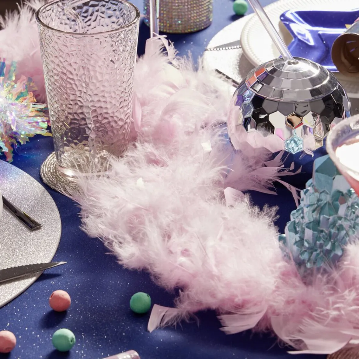 Guirlande Boa plumes roses Noël romance-Gifi