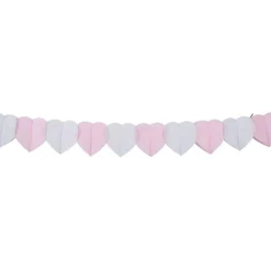 Guirlande coeur papier de soie rose et blanc 3m-Gifi Sale