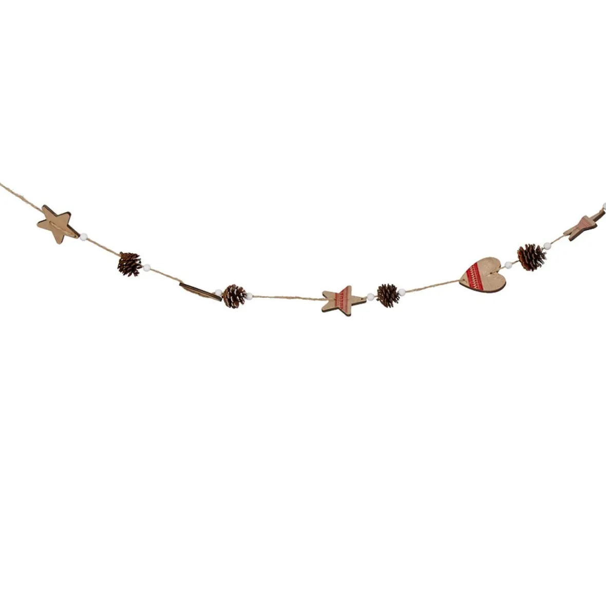 Guirlande coeurs pommes de pin beige rouge L. 1,9 m-Gifi Hot