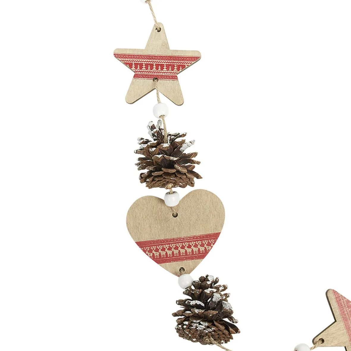 Guirlande coeurs pommes de pin beige rouge L. 1,9 m-Gifi Hot