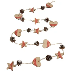 Guirlande coeurs pommes de pin beige rouge L. 1,9 m-Gifi Hot