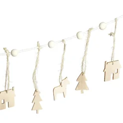 Guirlande de Noël en bois fantaisie blanc 1,8m-Gifi Outlet
