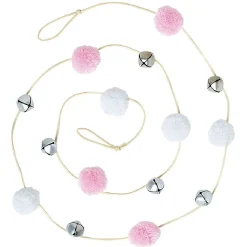 Guirlande de Noël pompons et clochettes 1m40-Gifi Discount