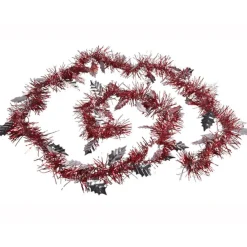 Guirlande de Noël rouge et argentée 2 m-Gifi Outlet