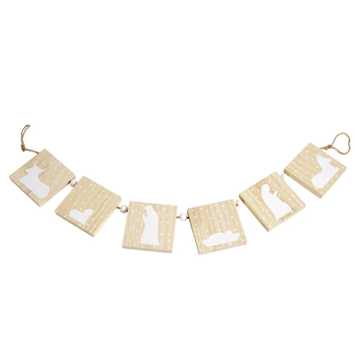 Guirlande en bois motif nativité 6 carrés 1m-Gifi Hot