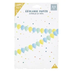 Guirlande en papier forme ballon bleu, jaune et vert-Gifi Online