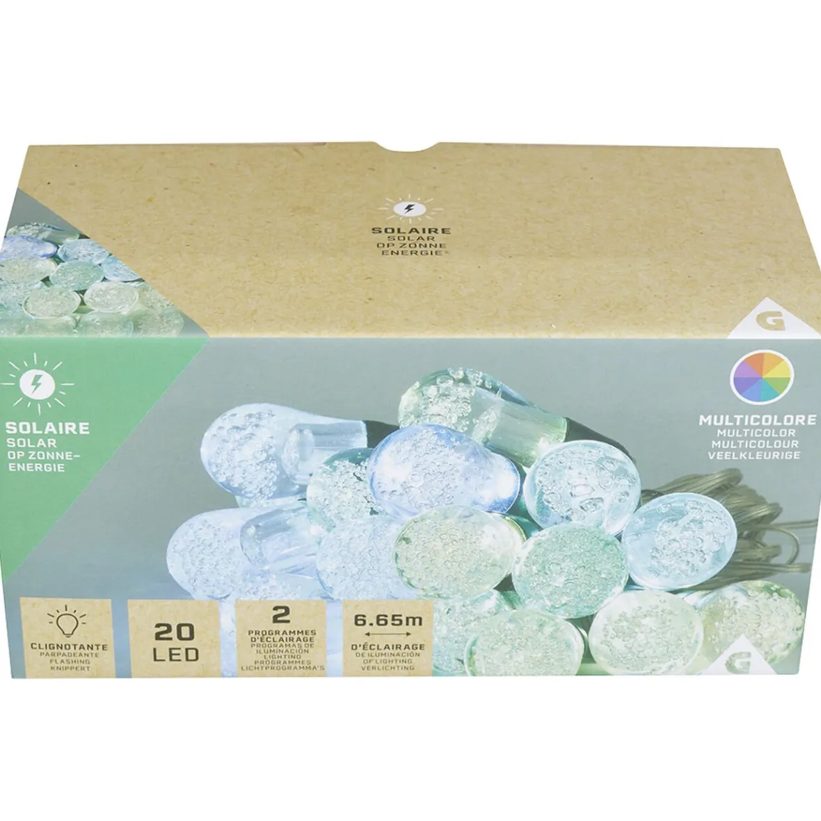 Guirlande extérieur solaire forme boule 20 LED multicolore 10 m-Gifi Sale