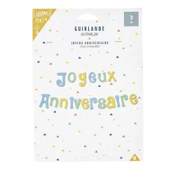 Guirlande Joyeux anniversaire bleu, vert et jaune-Gifi Sale