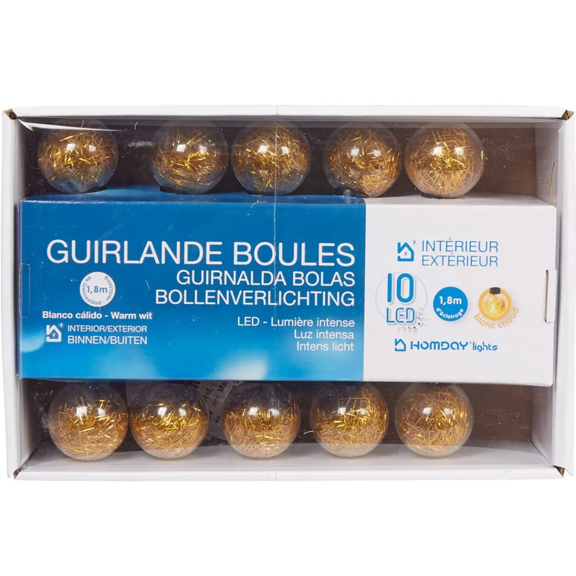 Guirlande électrique 10 boules dorées L. 1,8 m-Gifi Best
