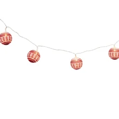 Guirlande électrique 10 boules tricot rouge blanc L. 1,80 m-Gifi