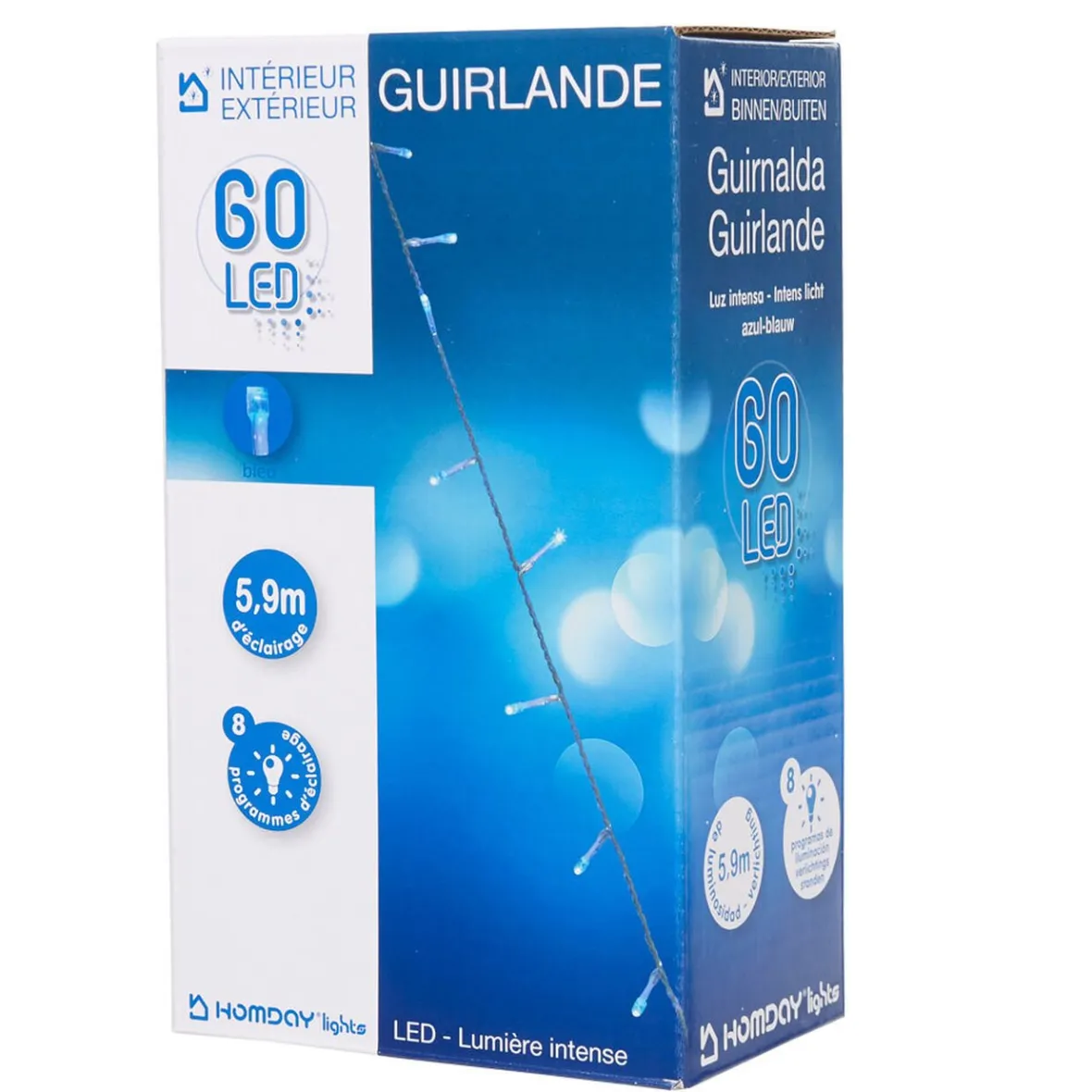 Guirlande électrique 60 led bleues clignotantes L. 5,9 m-Gifi New