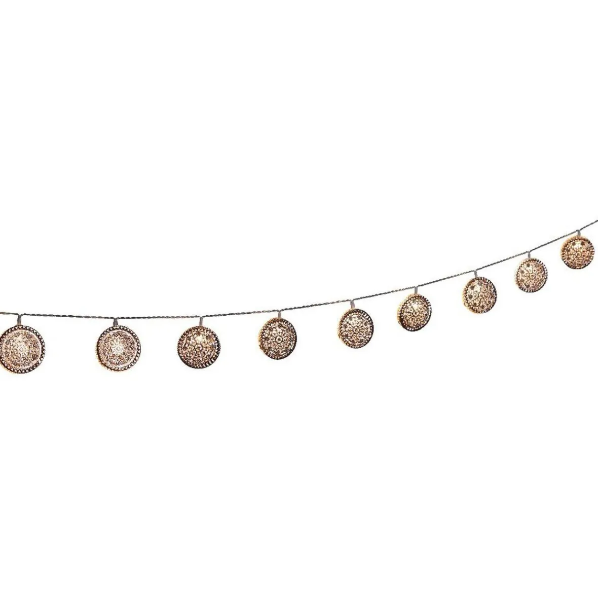 Guirlande électrique boules plates métal rosé 10 led L. 1,35 m-Gifi Discount