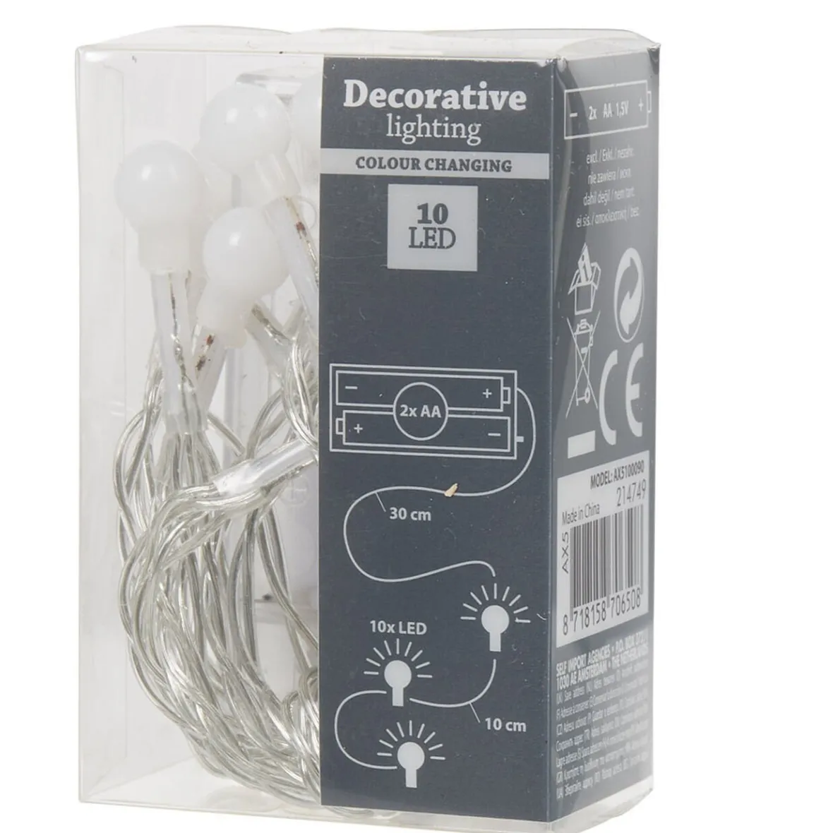 Guirlande électrique de 10 boules blanc 1 m-Gifi New