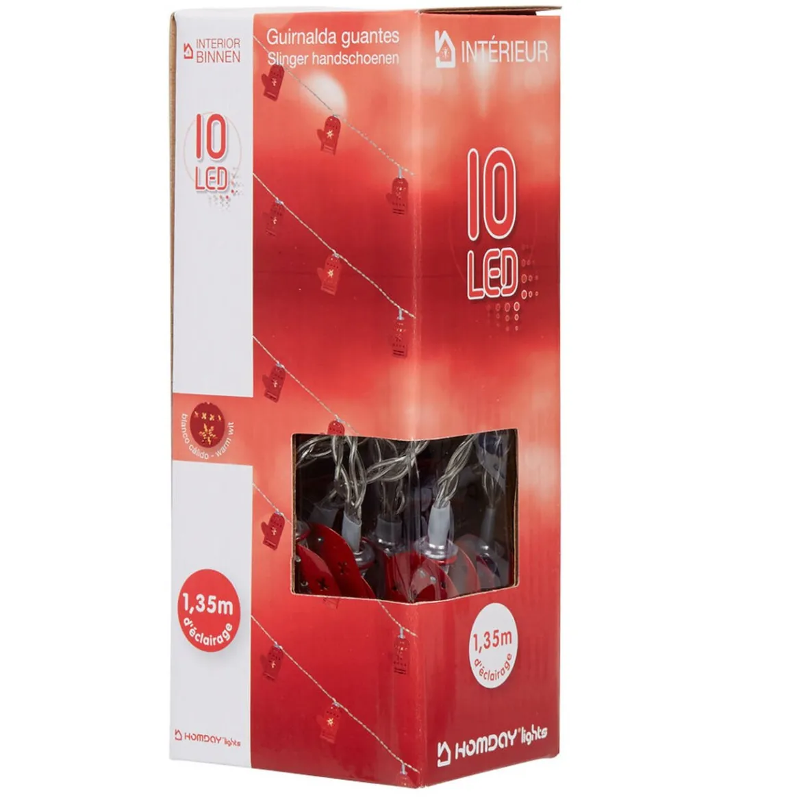 Guirlande électrique lumineuse 10 gants rouges L. 1,35 m-Gifi Discount