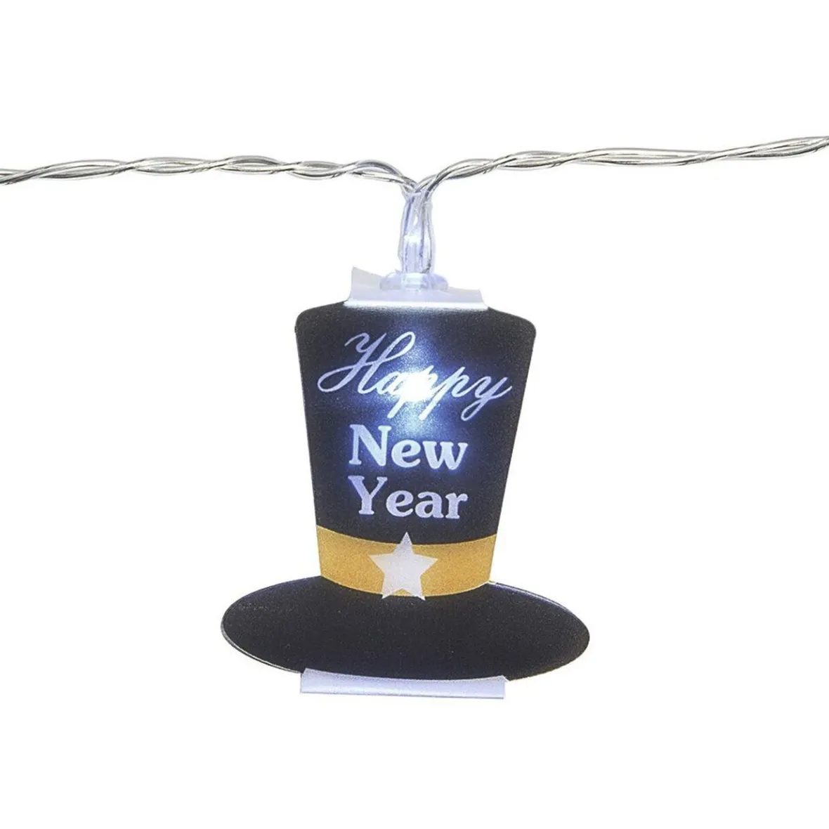 Guirlande lumineuse 10 LED chapeaux Happy New Year 1,75 m-Gifi Outlet