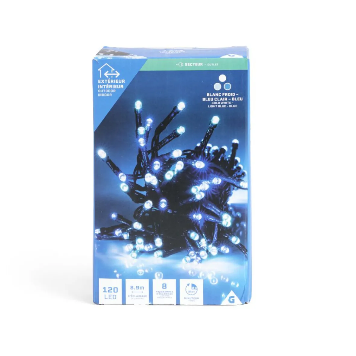 Guirlande lumineuse extérieure 120LED blanc froid/bleu clair/bleu 11,9m-Gifi