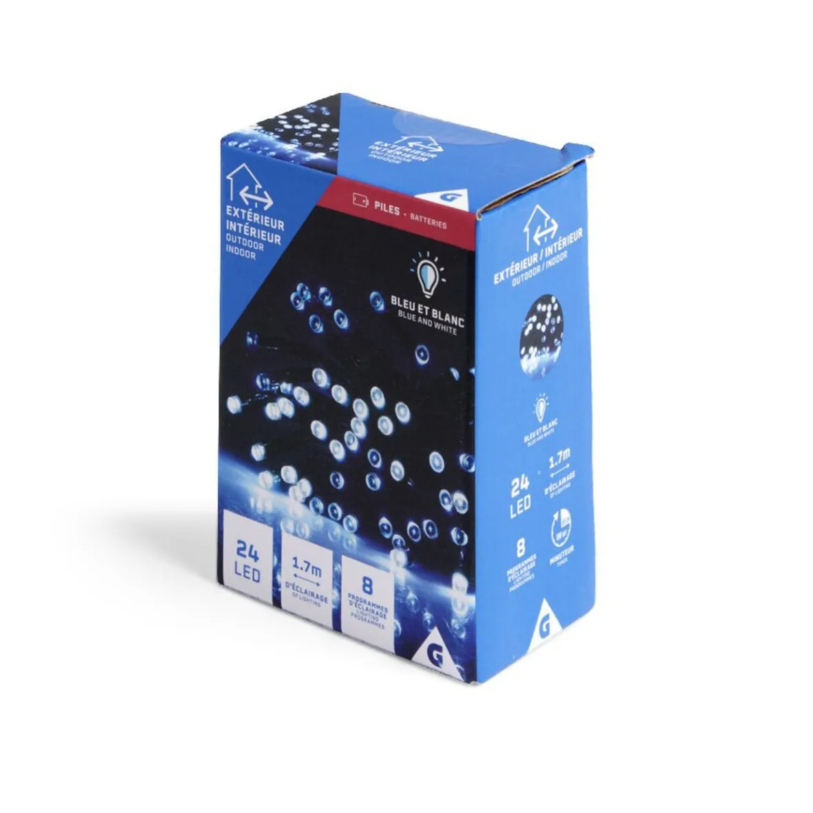 Guirlande lumineuse extérieure 24LED bleu et blanc 1,7m-Gifi