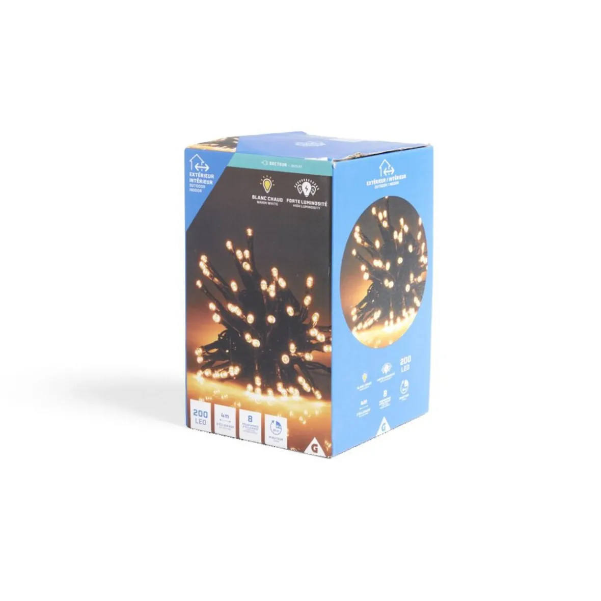 Guirlande lumineuse extérieur 200LED cluster blanc chaud 4m-Gifi Outlet