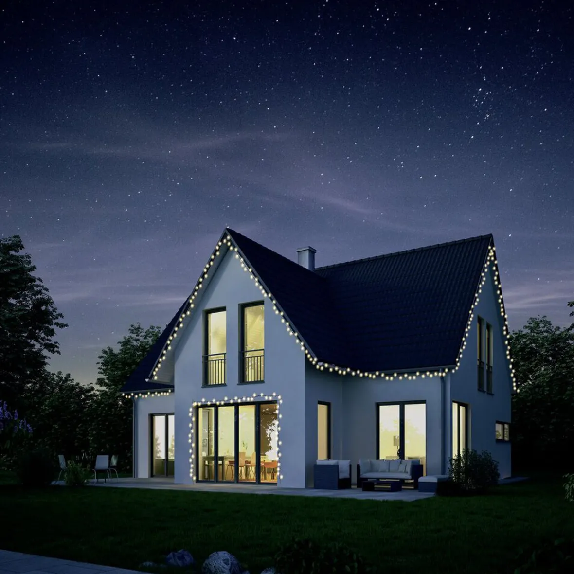 Guirlande lumineuse extérieur 600LED blanc chaud 44,9m-Gifi Online