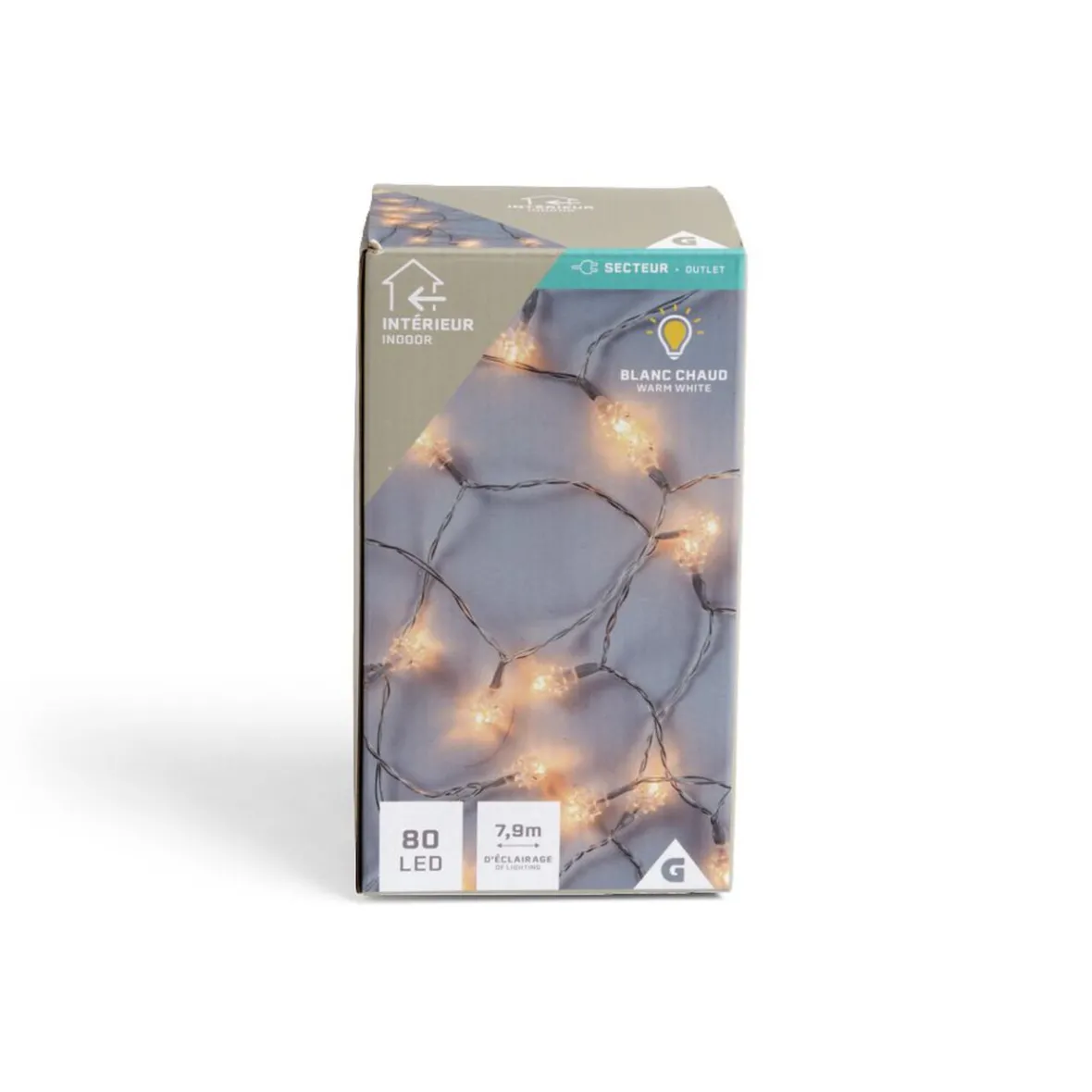 Guirlande lumineuse intérieur diamant 80LED blanc chaud 7,9m-Gifi