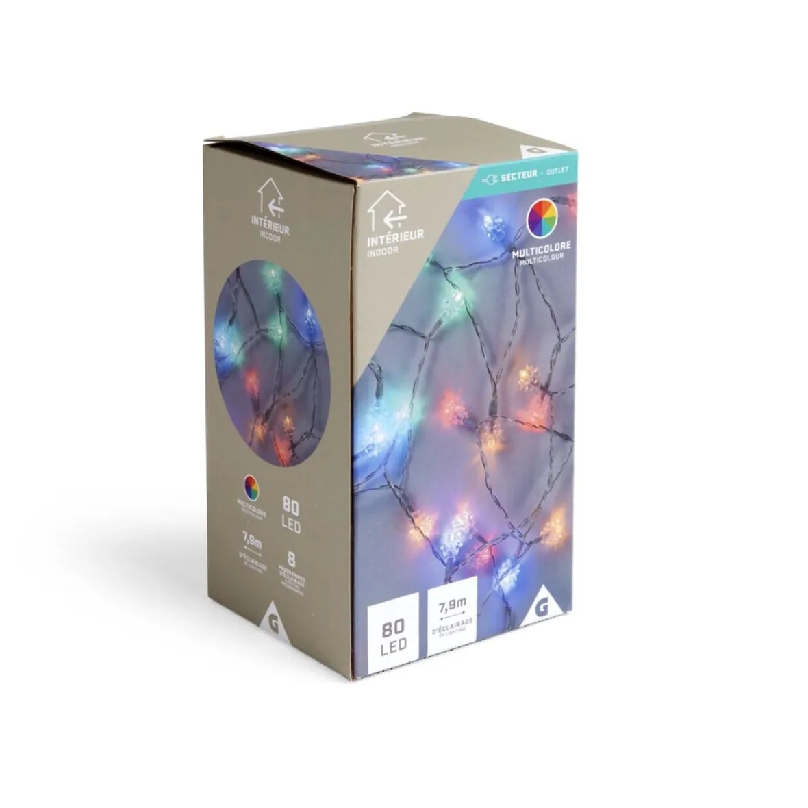 Guirlande lumineuse intérieur diamant 80LED multicolores 7,9m-Gifi Sale
