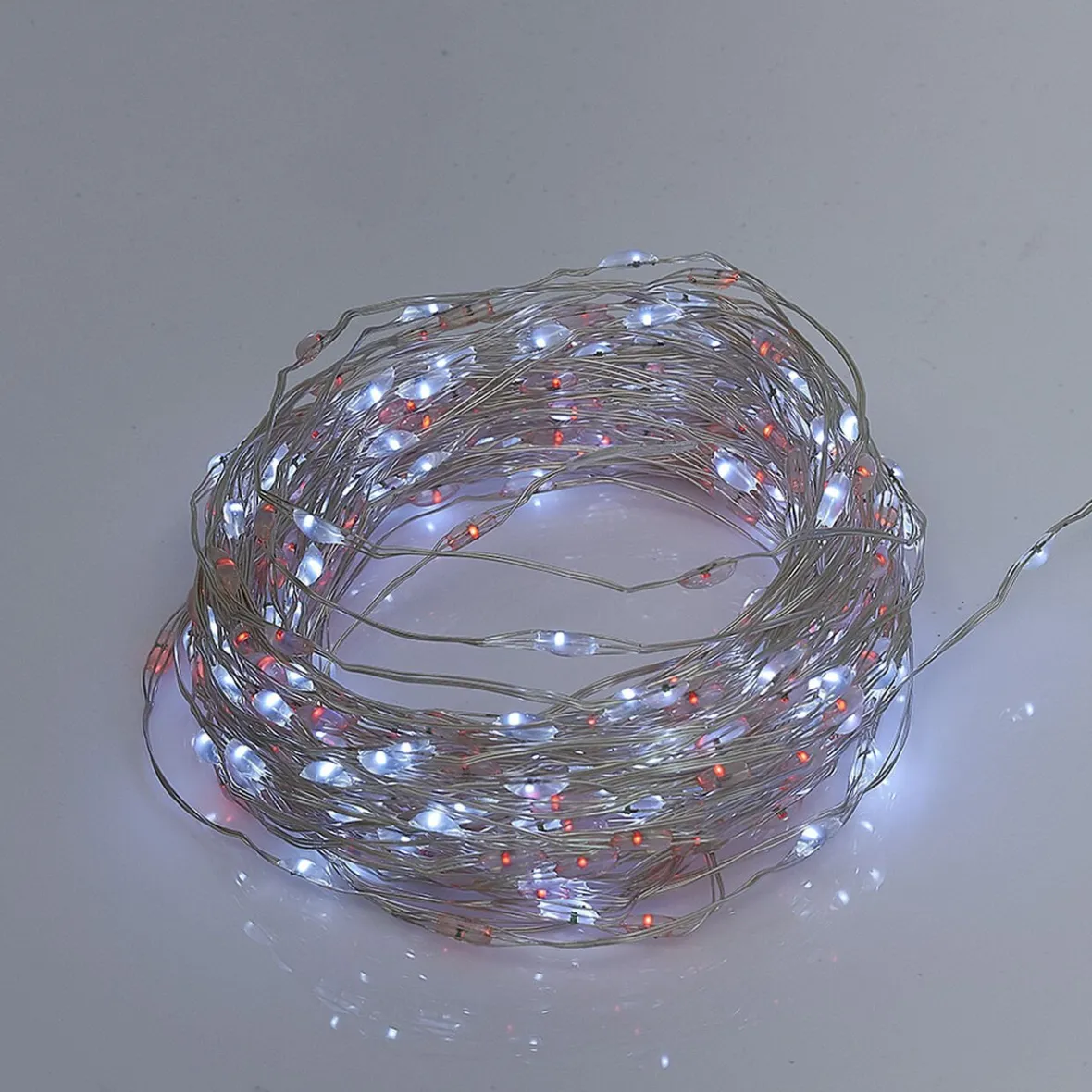 Guirlande lumineuse solaire 400 microLED rouge et blanc froid L.19,9m-Gifi