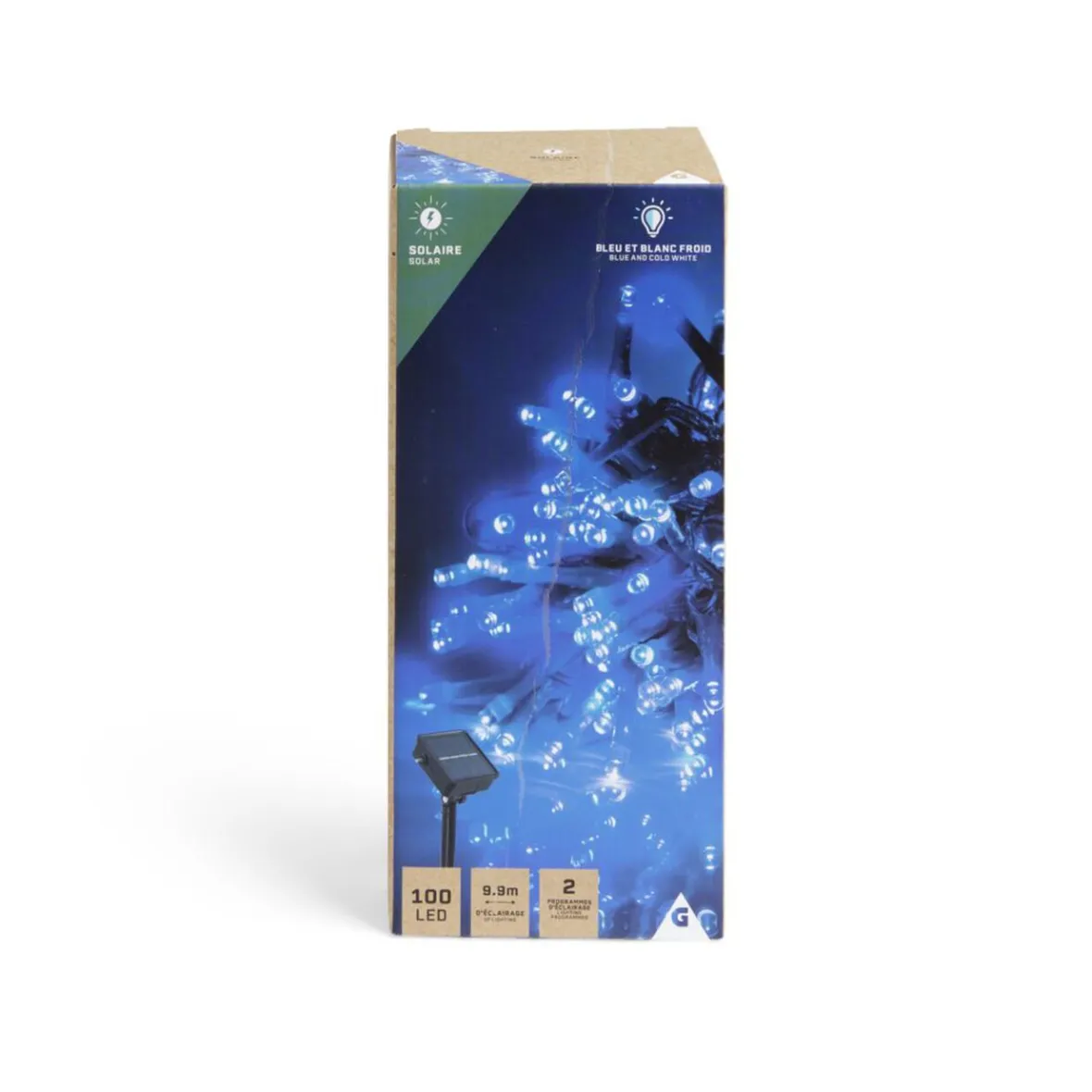 Guirlande lumineuse solaire 100LED bleu et blanc froid 9,9m-Gifi