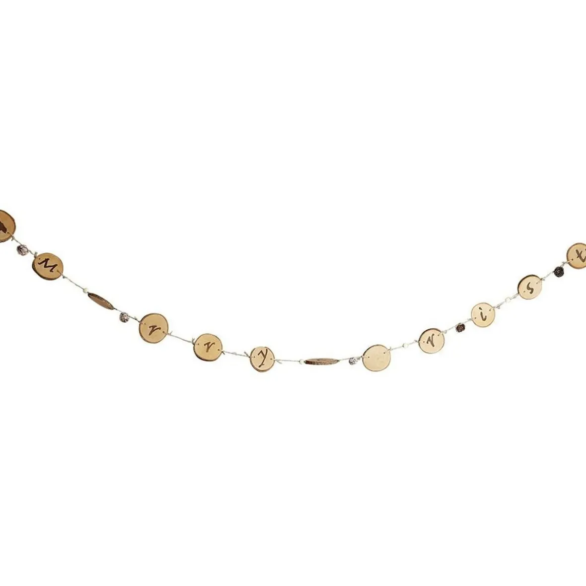 Guirlande Merry Christmas rondin de bois et jute 1,8m-Gifi Outlet