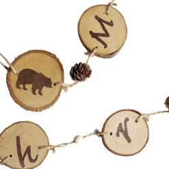 Guirlande Merry Christmas rondin de bois et jute 1,8m-Gifi Outlet