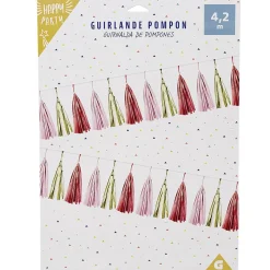 Guirlande pompon en papier rose et jaune-Gifi Sale