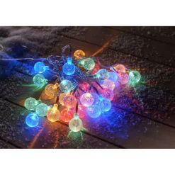 Guirlande Solaire 30 boules multicolore clignotant fixe 5,8 m-Gifi