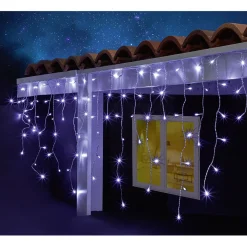 Guirlande solaire bordure de toit 400 LED blanc froid clignotant 14,8m-Gifi Discount