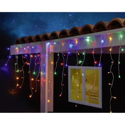 Guirlande solaire bordure de toit 400 LED multicolore clignotant 14,8m-Gifi Sale