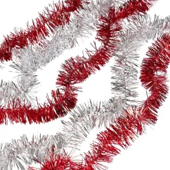 Guirlandes de Noël scintillantes argentées et rouges x5-Gifi Clearance