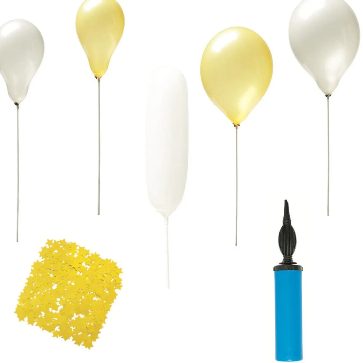 Kit ballons fête or blanc argent avec pompe à main x60-Gifi Best