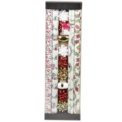 Kit complet noeud bolduc papier cadeau blanc argentée doré-Gifi Outlet