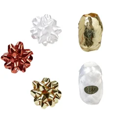 Kit complet noeud bolduc papier cadeau blanc argentée doré-Gifi Outlet