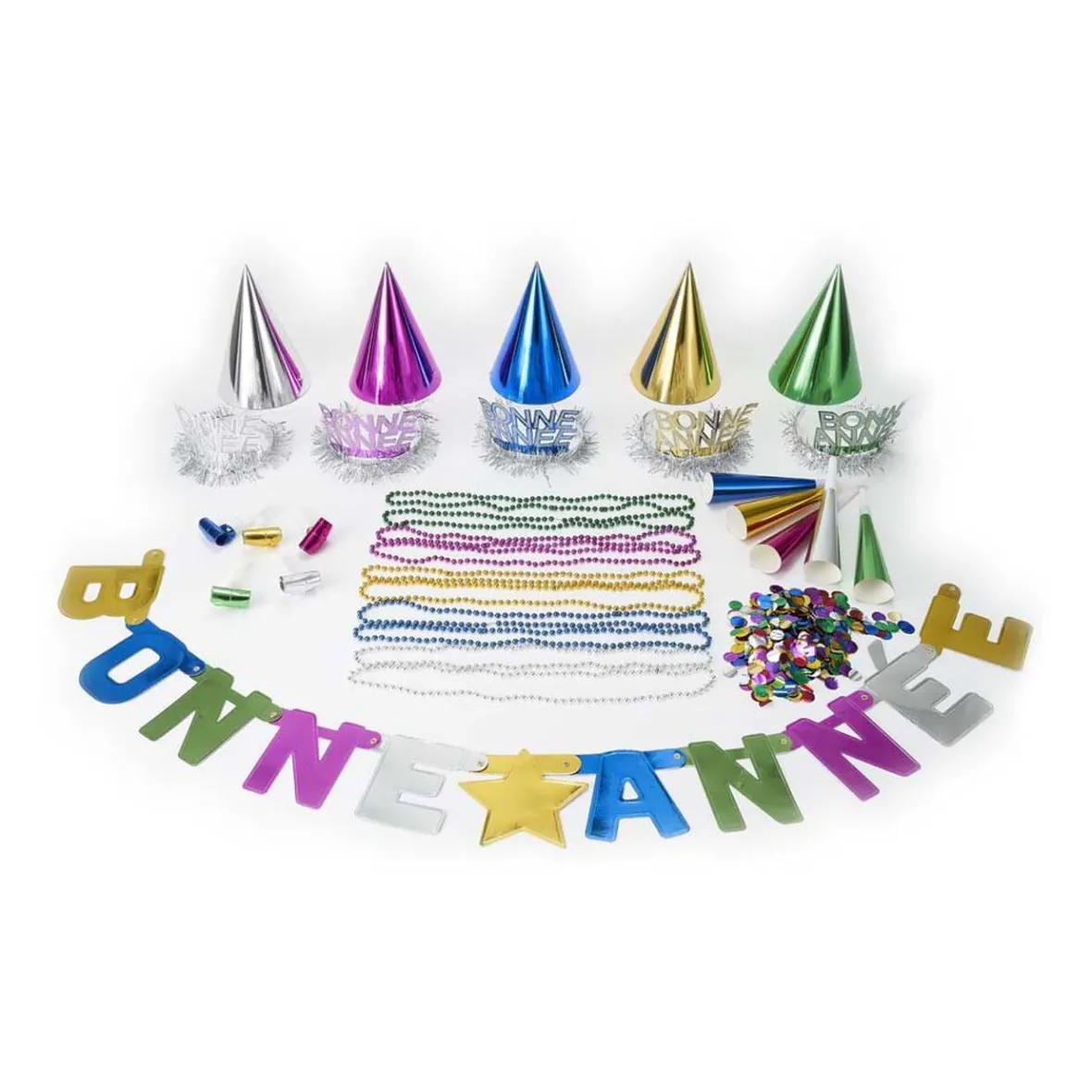 Kit cotillons Bonne Année multicolore 10 personnes-Gifi Clearance