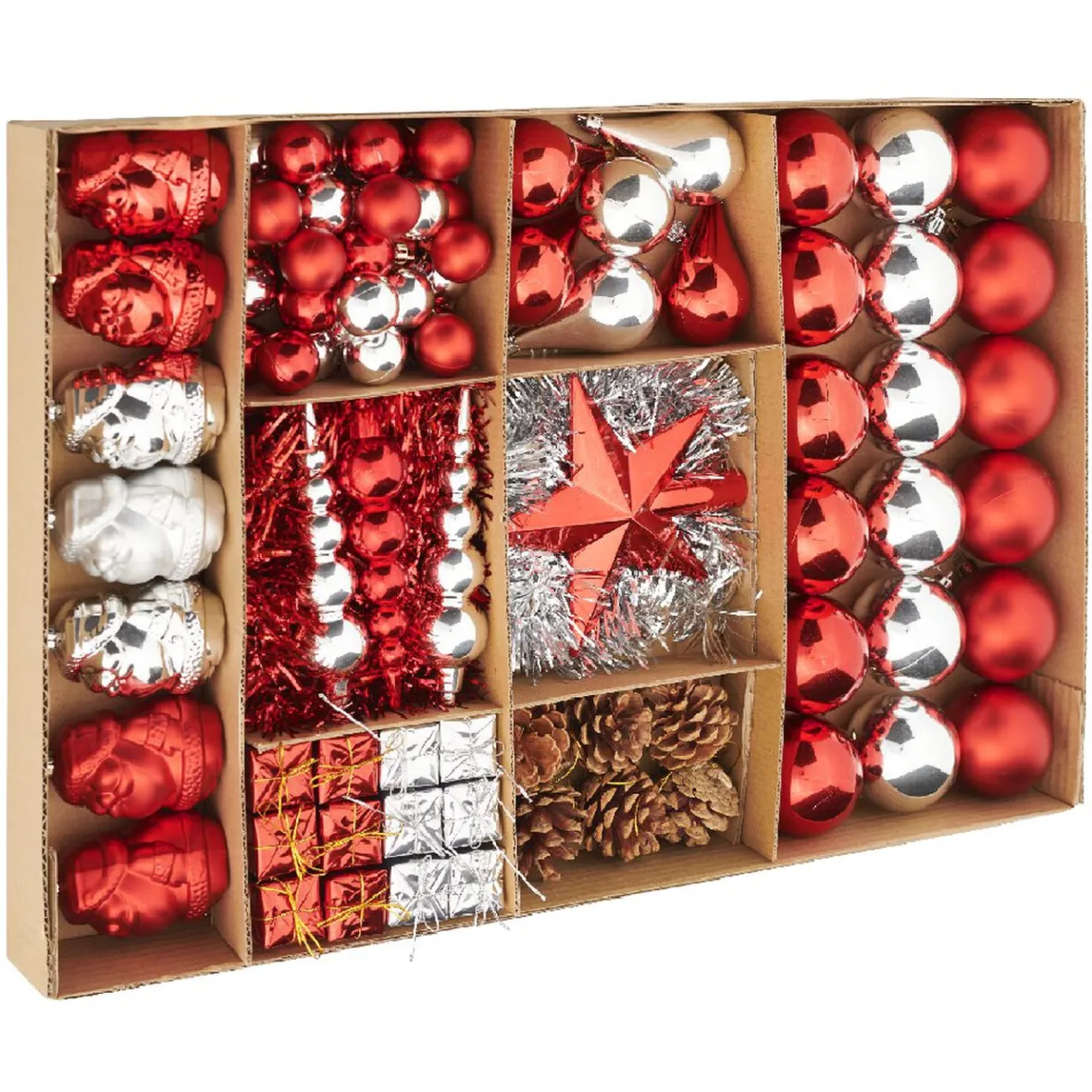 Kit décoration de Noël à suspendre argent et rouge x100-Gifi Sale