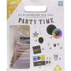 Kit décoration et vaisselle jetable Party multicolore 6 personnes-Gifi Hot