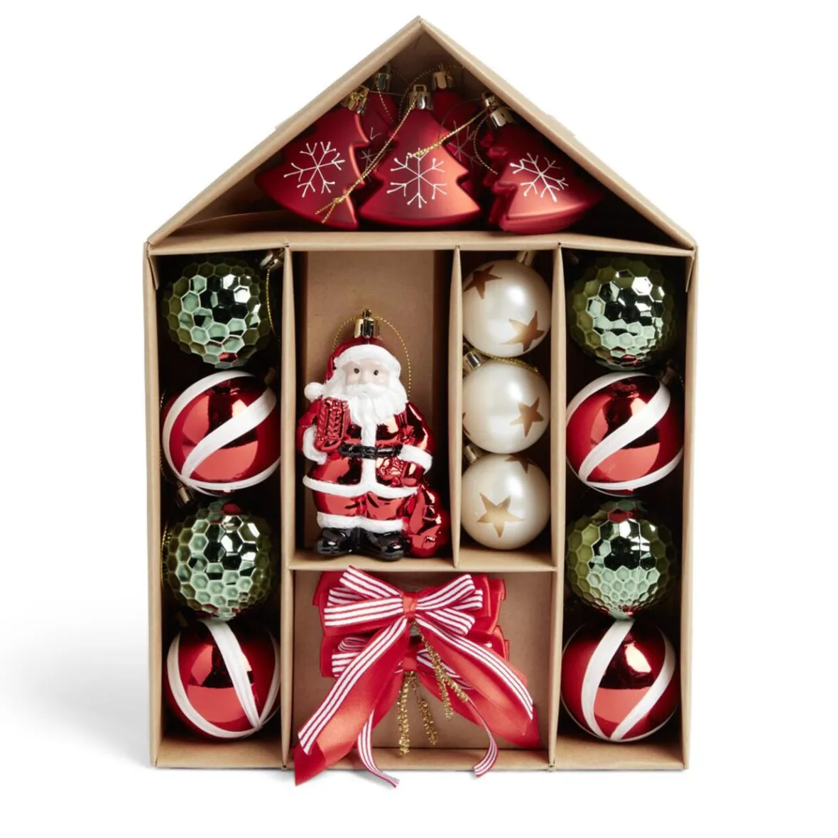 Kit décoration sapin de Noël traditionnel rouge et vert 20 pièces-Gifi Online