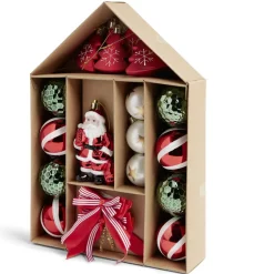 Kit décoration sapin de Noël traditionnel rouge et vert 20 pièces-Gifi Online