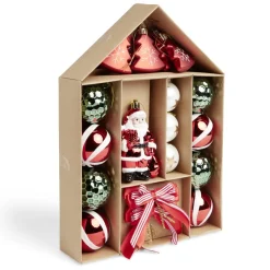 Kit décoration sapin de Noël traditionnel rouge et vert 20 pièces-Gifi Online